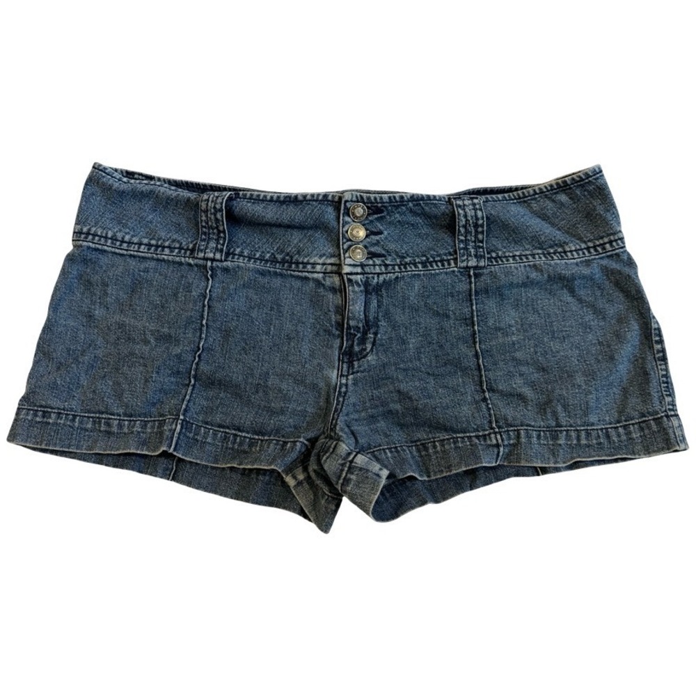 Roxy Jean Womens Mini Jean Shorts Low Rise Triple Button Y2K Size 11